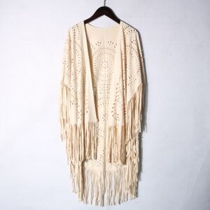 NWT Cream Western Boho Fringed Poncho